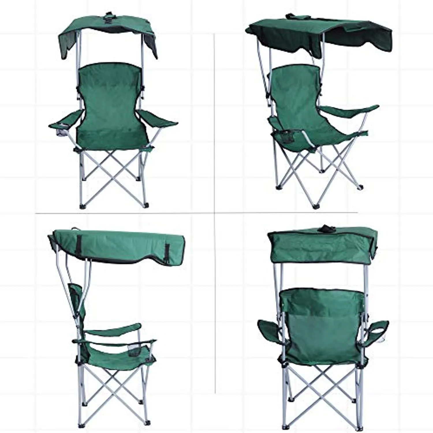 Portable Camping Chairs with Shade Canopy Original Green