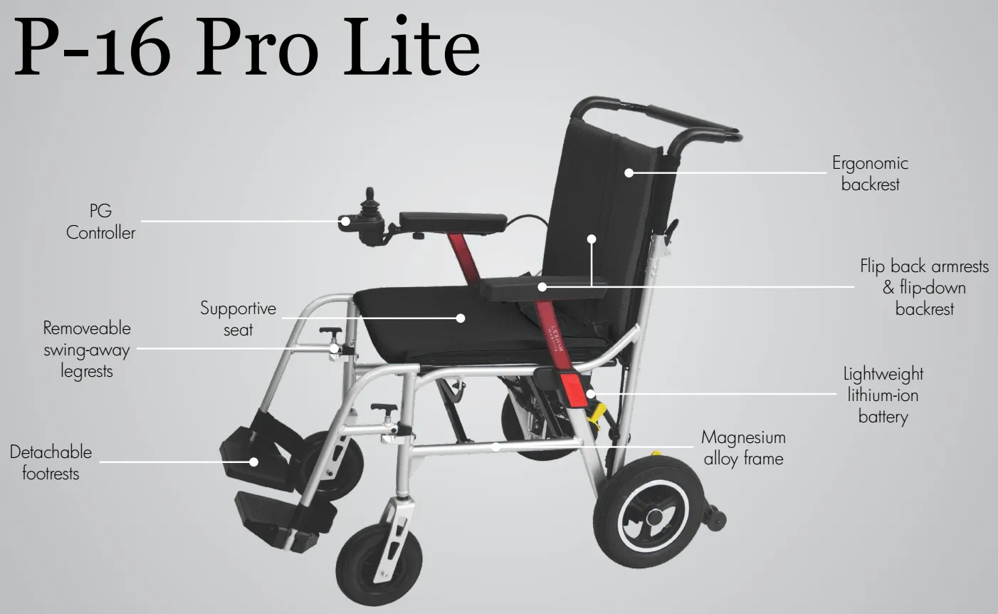 Portable Folding Power wheelchair LEXHAM Pro Lite P16