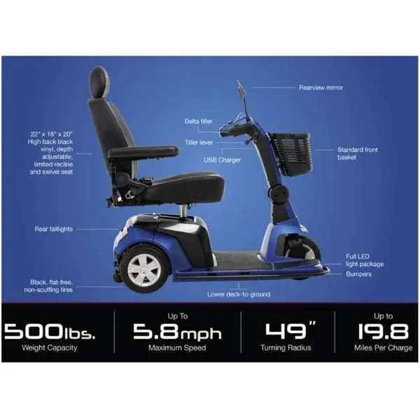 Pride Maxima Heavy Duty 3 Wheel Mobility Scooter SC901