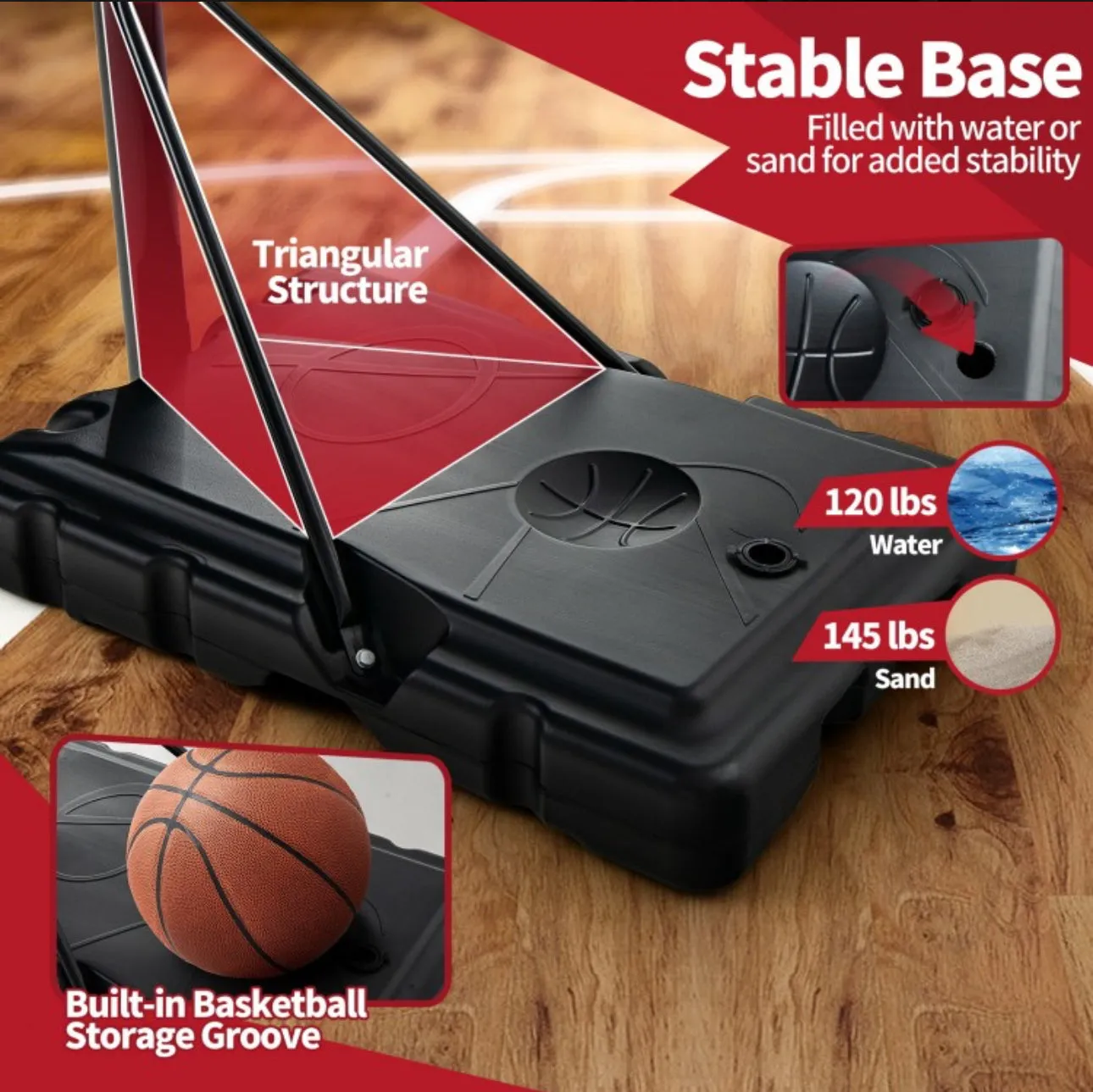 Super Fun Heavy Duty Adjustable Portable Basketball Net Hoop Stand | Shatterproof Backboard | Wheels | 4FT-10FT