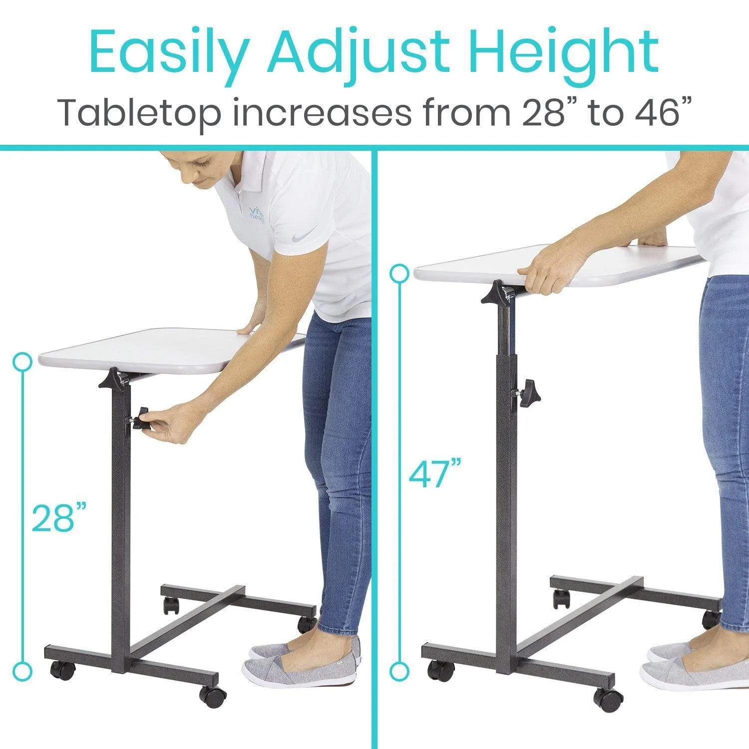 Vive Adjustable Tilting Compact Overbed Table